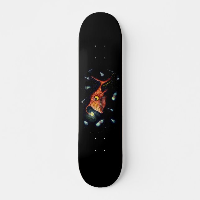 Dunkle Anglerfische gegen Plastikverschmutzung Skateboard (Vorne)