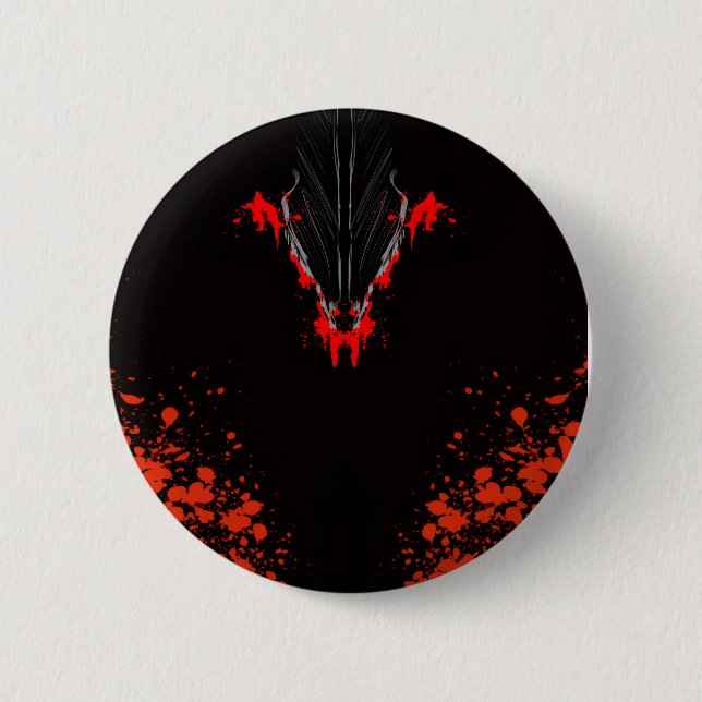 Dunkle Anime-Fantasy-Krähe-und-Dämon-Kunst Button (Vorderseite)