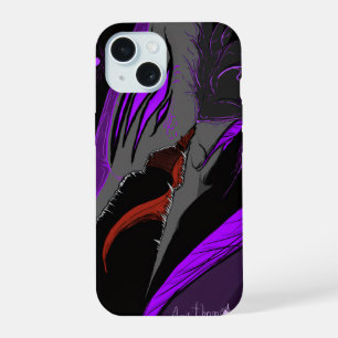 Dunkle Anime-Fantasy-Krähe und Dämonenkunst iPhone 15 Hülle