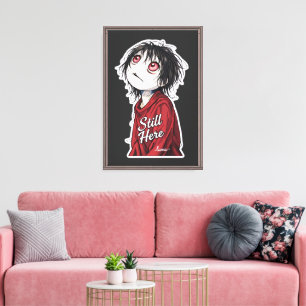 Dunkle Anime "Still Here" Ästhetik Gothic Illustra Leinwanddruck