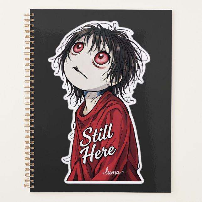 Dunkle Anime "Still Here" Ästhetik Gothic Illustra Planer (Vorderseite)