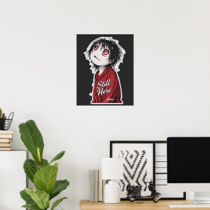 Dunkle Anime "Still Here" Ästhetik Gothic Illustra Poster