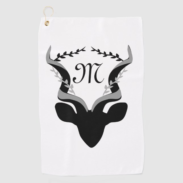Dunkle Antelope-Silhouette mit angepasstem Monogra Golfhandtuch (Vorderseite)
