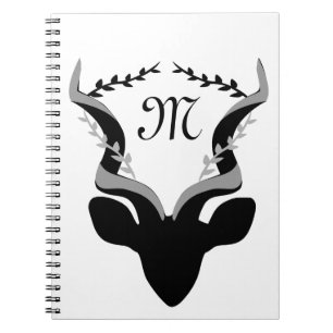 Dunkle Antelope-Silhouette mit angepasstem Monogra Notizblock
