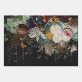 Dunkle Antike florale Stillleben Entdeckung Geschenkpapier Set