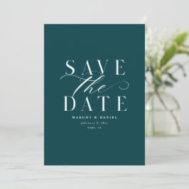 Dunkle Aquamarin Trendy Save the Date kein Foto QR