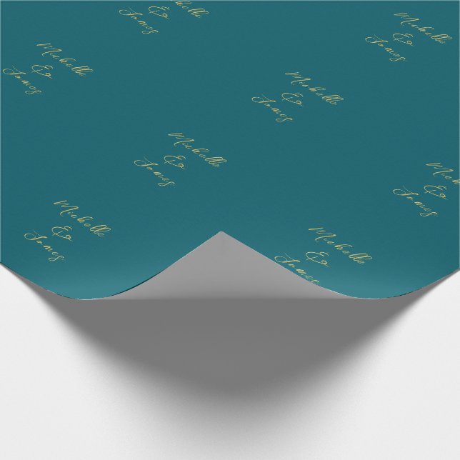 Dunkle Aquamarin- und Goldfarben Beruflich trendig Geschenkpapier (Ecke)