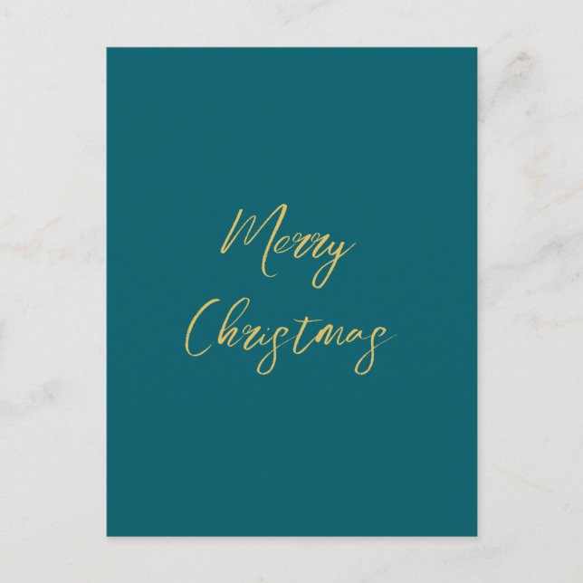 Dunkle Aquamarin- und Goldfarben Frohe Weihnachten Postkarte (Vorderseite)