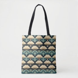 Dunkle Aquamarine Art Deco Scalloped Lüfter Gemust Tasche