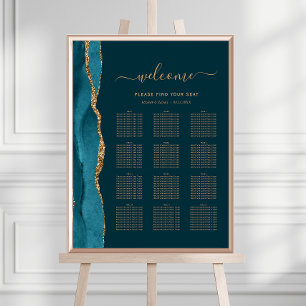Dunkle Aquamarine blaue Gold Agate 12-Tisch Hochze Poster
