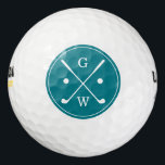 Dunkle Aquamarine Golfklubs Monogram Golfball<br><div class="desc">Personalisierte mit Monogramm Golfbälle für Weihnachtsgeschenke,  Vatertag,  Geburtstagsgeschenke,  etc.</div>