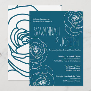 Dunkle Aquamarine Moderne Hochzeiten Einladung