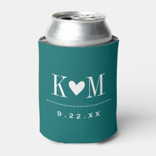 Dunkle Aquamarine moderne Hochzeitmonogramm Dosenkühler