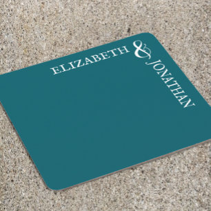 Dunkle Aquamarine moderne Typografie Hochzeit Rechteckiger Pappuntersetzer