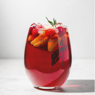 Dunkle Aquamarine moderne Typografie Hochzeit Weinglas Ohne Stiel