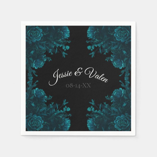 Dunkle Aquamarine Rose Hochzeiten von Napkins Serviette (Vorderseite)