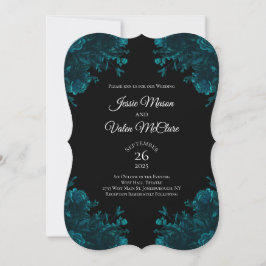 Dunkle Aquamarine Rose Hochzeitseinladung Einladung