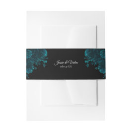 Dunkle Aquamarine Rose Hochzeitsfeier Bauchband Einladungsbanderole