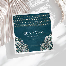 Dunkle Aquamarine rustikale Elegance Hochzeit von  Serviette