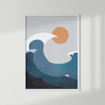 Dunkle Aquamarine Terracotta Abstrakt Ocean Waves Poster<br><div class="desc">Diese aquamarine Terrakotta-Kunst besticht durch abstrakte Meereswellen und Sonnenuntergang. Ideal für die Dekoration an der Küste von Boho für Ozeanliebhaber.</div>