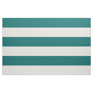 Dunkle Aquamarine und Elfenbeinbreite Streifen gro Stoff