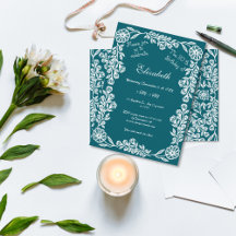 Dunkle Aquamarine und weiße botanische Flora 30. G
