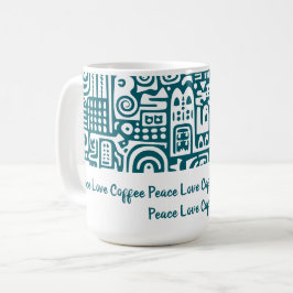 Dunkle aquamarine und weiße Doodles 1 von 4 Kaffeetasse