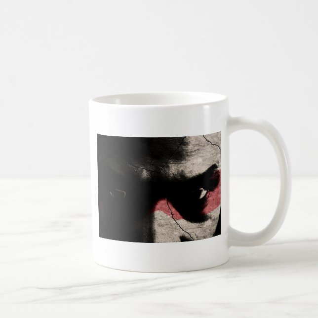 Dunkle Augen - Zweibild-Tasse Kaffeetasse (Rechts)
