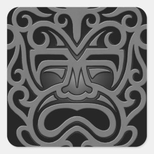 Dunkle aztekische Maske Quadratischer Aufkleber