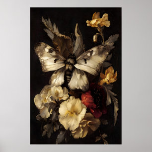 Dunkle Barock-Motten-Kunst Dark Academia, gothisch Poster