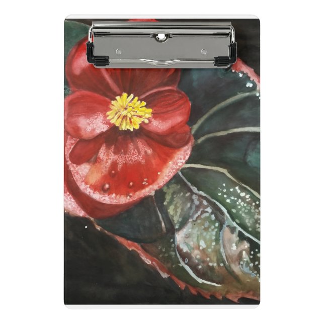 Dunkle Begonia in Wasserfarbe Mini Klemmbrett (Vorderseite)