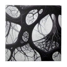 Dunkle Bio Wurzeln Abstrakte Tile