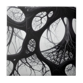 Dunkle Bio Wurzeln Abstrakte Tile Fliese