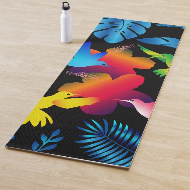 Dunkle Blätter Sommer Tropenvögel Yogamatte (Beispiel)