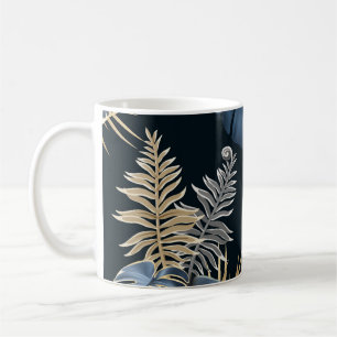 dunkle Blätter tropische Pflanze Kaffeetasse