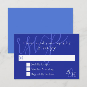 Dunkle blaue Kalligrafie-Hochzeitkarte für RSVP