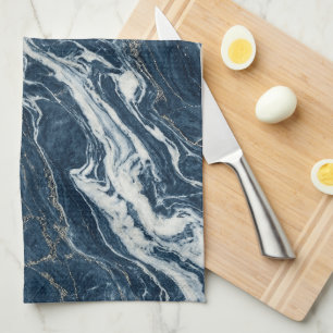 Dunkle Blaue Marmor Eleganter Minimalistischer Sti Geschirrtuch