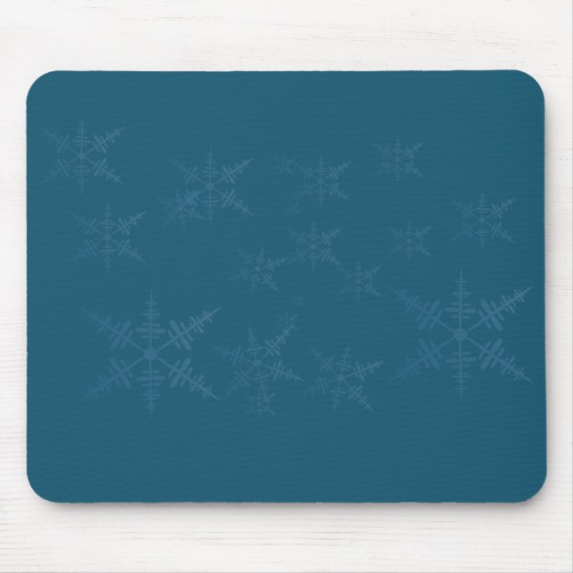 Dunkle blaue Schneeflocken Mousepad (Vorne)