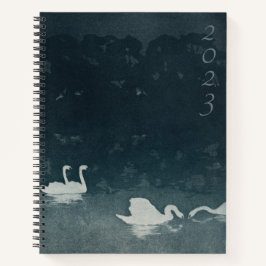 Dunkle blaue Schwäne Bullet Journal - Vertikales J Notizbuch