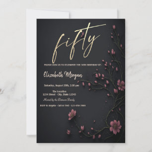 Dunkle Blume Gothic 50. Geburtstag Einladung