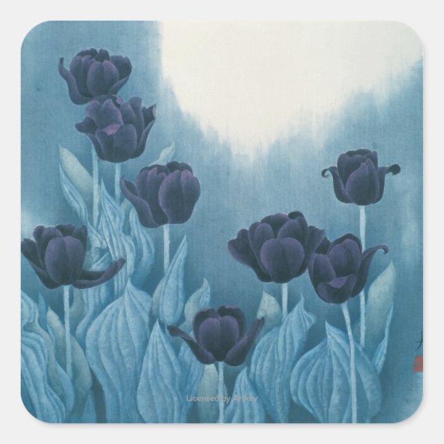 Dunkle Blume Quadratischer Aufkleber (Vorderseite)