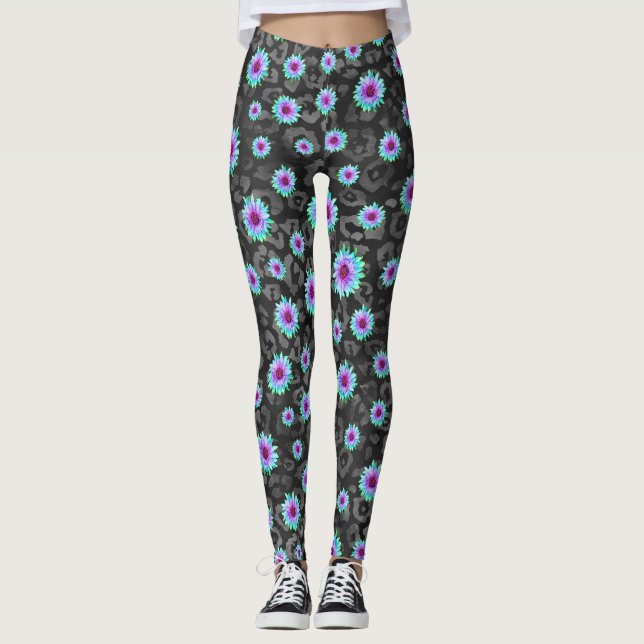 DUNKLE BLUMEN-LEGGINGS LEGGINGS (Vorderseite)