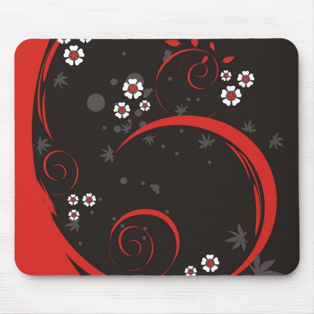 Dunkle Blumen-Mausunterlage Mousepad (Vorne)