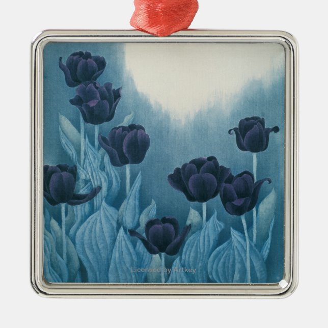 Dunkle Blumen Ornament Aus Metall (Vorne)