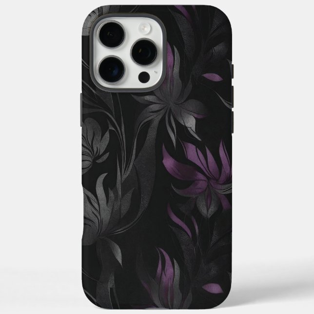 Dunkle Blumenfantasy-Gotik Lila Elegance iPhone 16 Pro Max Hülle (Rückseite)