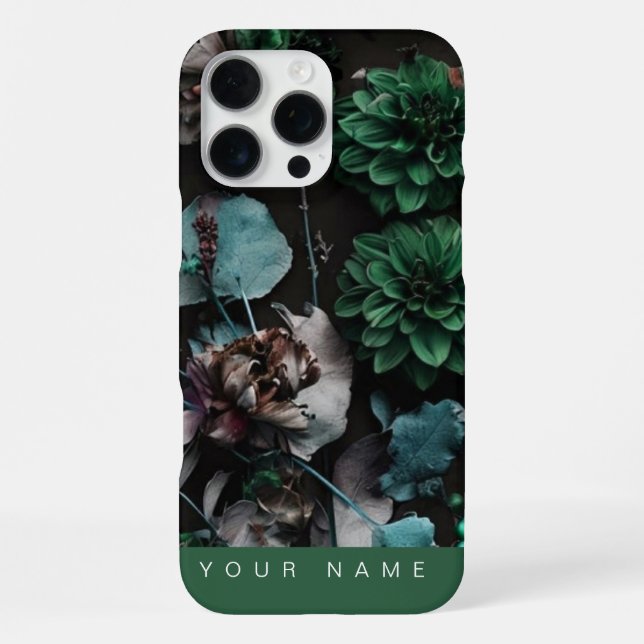 Dunkle Blüte Dunkelgrün iPhone 16 Pro Max Hülle (Rückseite)