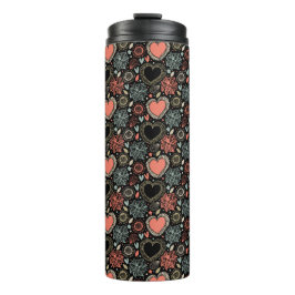 Dunkle Blüten Freude: florales, nahtloses Muster Thermosbecher