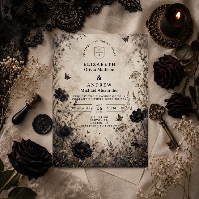 Dunkle Boho-Goth-Hochzeit Einladung (Von Creator hochgeladen)