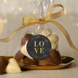 Dunkle Bokeh-Lichter Falsche Gold Liebe Runder Aufkleber