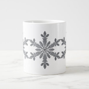 Dunkle botanische Schneeflocke auf schwarz Jumbo-Tasse